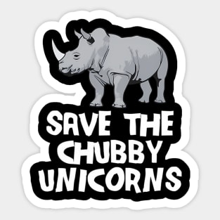 Save The Chubby Unicorns Rhino Animal Rights Sticker